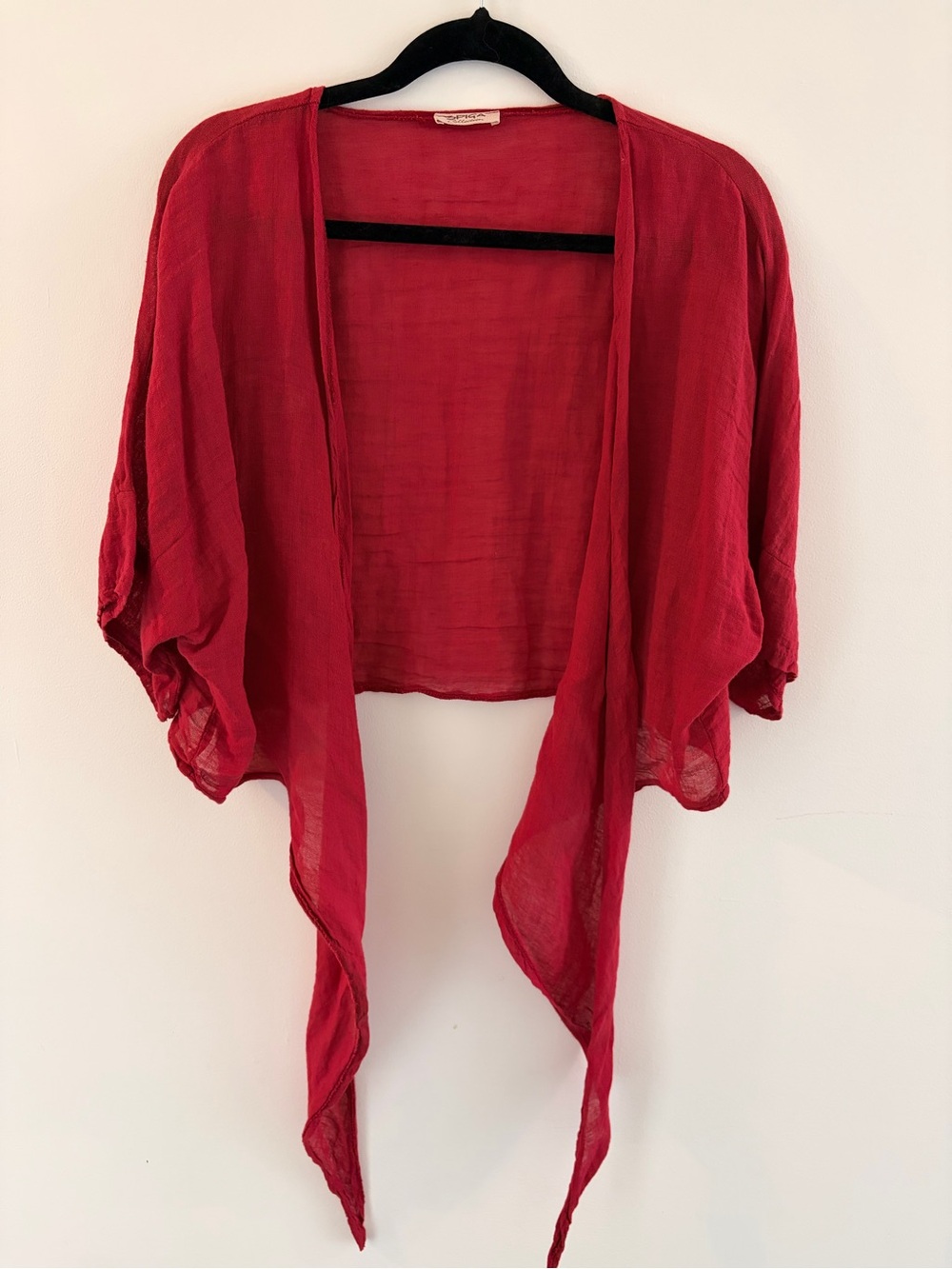 Beautiful Red linen Lightweight Open-Front Women's Shrug